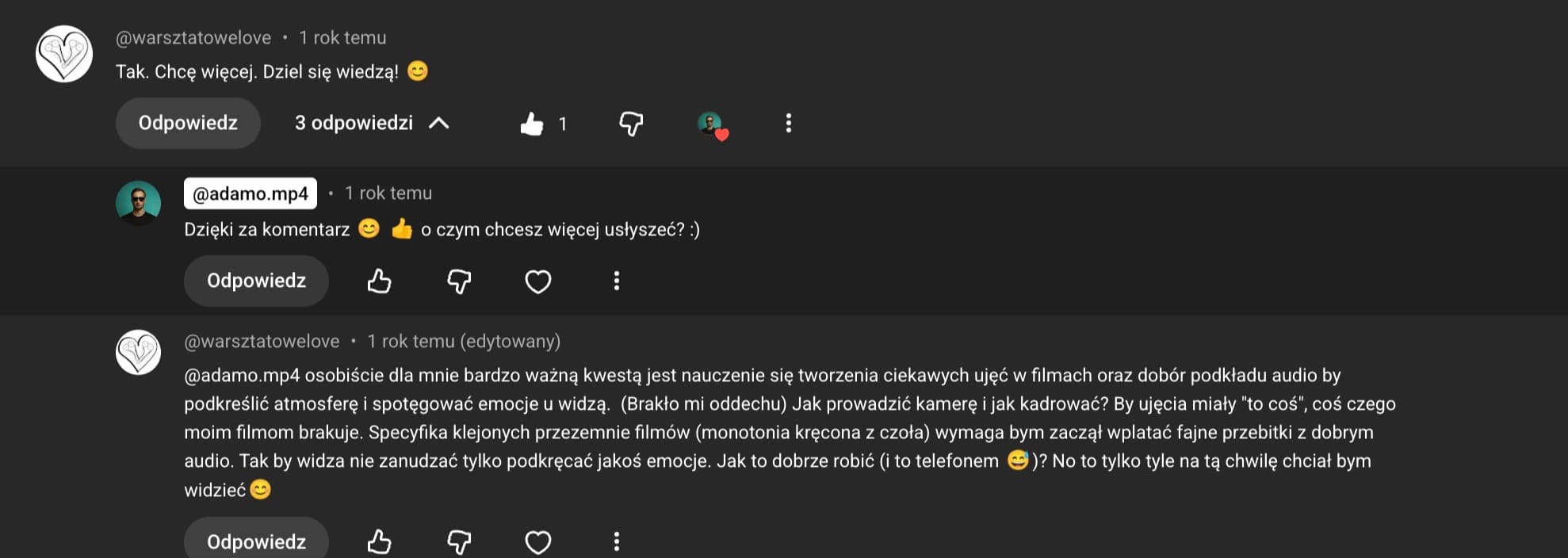 Komentarz widza po materiale edukacyjnym Mvideo